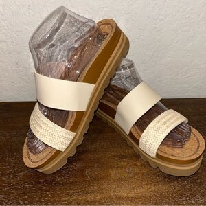 Reef Cushion Vista Hi Woven Two Strap Chunky Platform Slip On Sandal Shoes